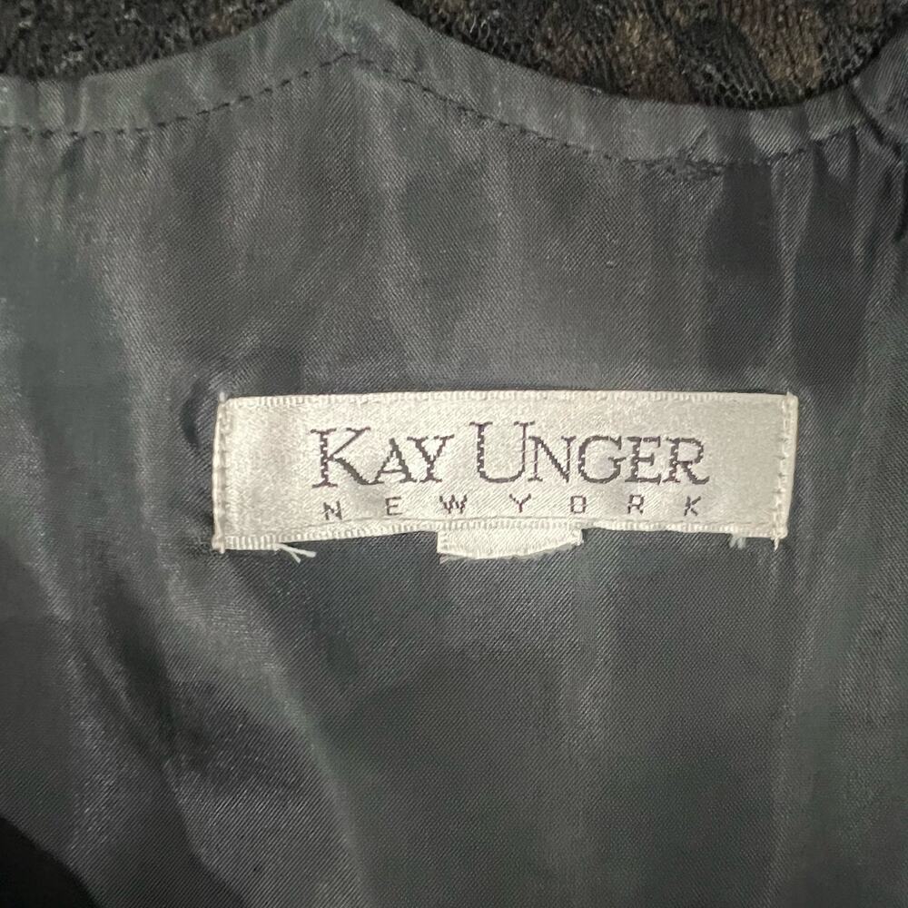 Kay Unger New York Black Pink Cap Sleeve Floral Lace Accent Mini Dress size L - Picture 4 of 11
